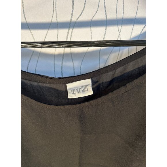 TVZ Blouse Womens Medium‎ Black lace Trimmed Sheer crochet Whims goth  Witchy - Picture 3 of 9